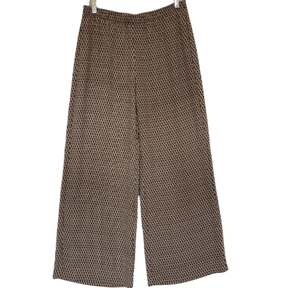 Chico's Brown Elastic Waist Wide Leg Pants pull over Geometric Print design 2Reg - Picture 2 of 13